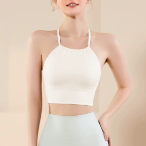 75% Cotton 25% Polyester Yoga Bra, Breathable Sports Bra with Fixed Shoulder Strap, Suitable for Young Women in Summer, Spring, Autumn and Winter