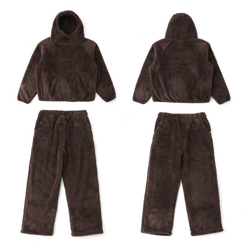 Cross-border high-quality men's and women's autumn and winter Ni x NOC co-branded teddy fleece thickened hooded pullover sweatshirt set