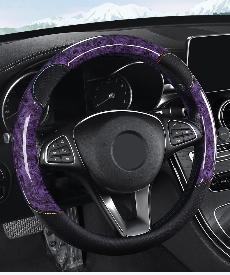 Factory Wholesale Four-Season Universal Anti-Slip Sweat-Absorbent Crystal Peach Wood Grain Car Steering Wheel Cover Protective Cover for Car