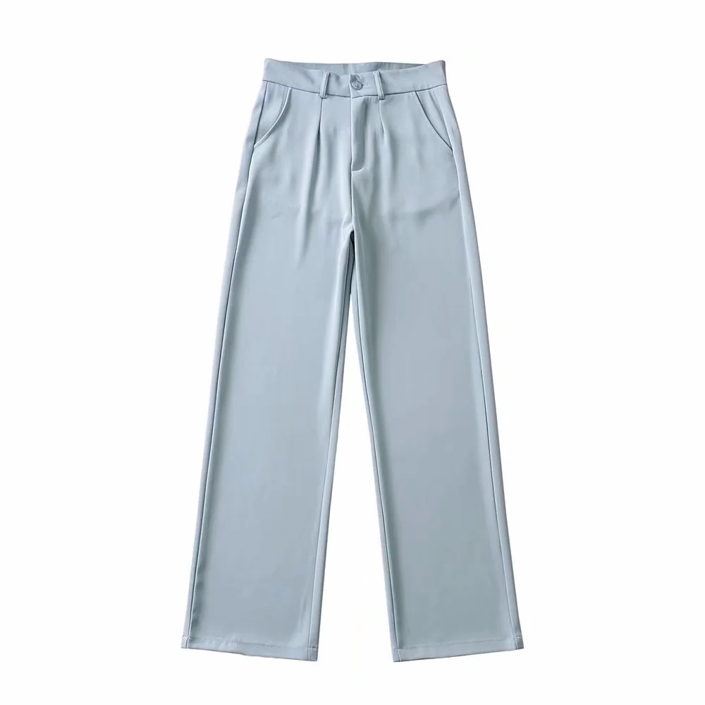 Thin Drape Loose High-Waist Straight-Leg Casual Suit Trousers NSAC52942