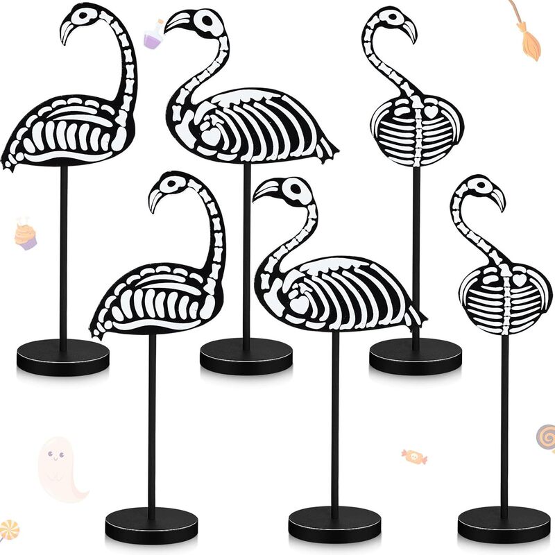 Halloween Skeleton Flamingo Wooden Table Centerpiece Luau Standing Block Sign Set Room Decoration Halloween Skeleton Flamingo Wooden Table Centerpiece Luau Standing Block Sign Set Room Decoration