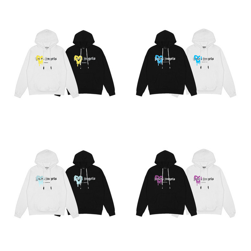 Cross-border Trendy Brand Palm Angel Melted Love Letter Printed Hooded Sweater for Men and Women Couple Loose Hoodie Jacket