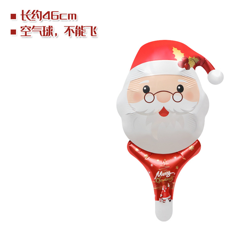 Promoción de la tienda de Navidad regalo juguete globo santa claus dibujos animados de mano palo globo golpeando palo