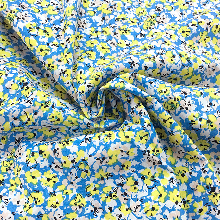 Fabricante al por mayor transpirable trenzado elástico impresión de algodón spandex vestido de tela