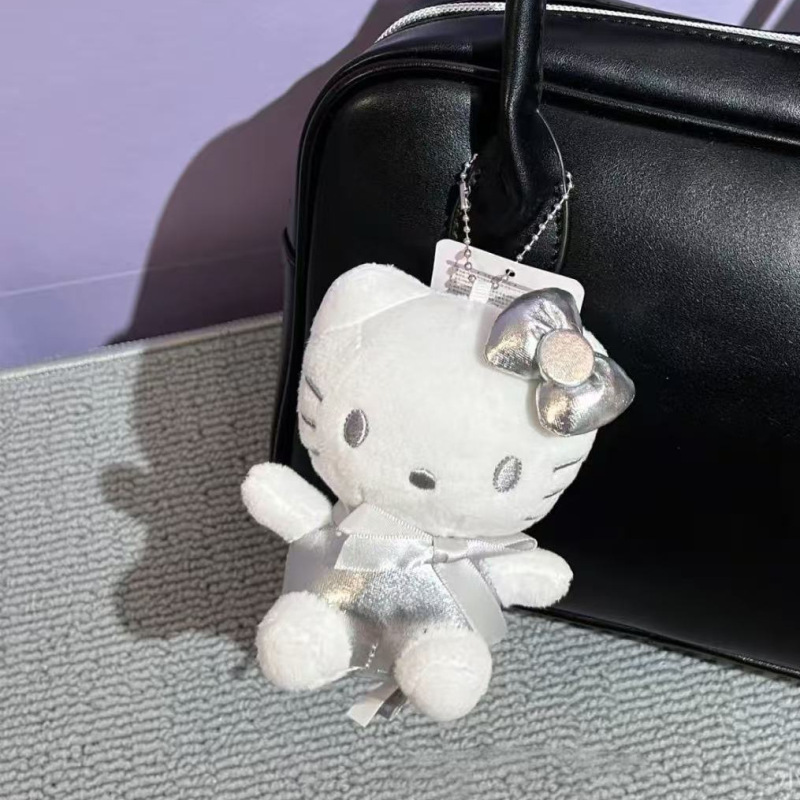 シルバーホワイトハローキティかわいい人形女の子スクールバッグペンダントバッグ人形カップルガールフレンドギフト|undefined