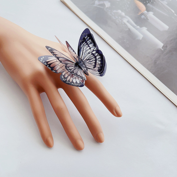 Black three dimensional small design fashionable ring