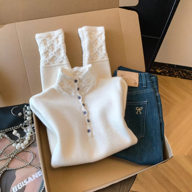 Recommended by the Direct Store~ Melard Sweet Style High-Neck Long-Sleeve Knit Sweater Autumn/Winter Half-High Collar Top Recommended by the Direct Store~ Melard Sweet Style High-Neck Long-Sleeve Knit Sweater Autumn/Winter Half-High Collar Top