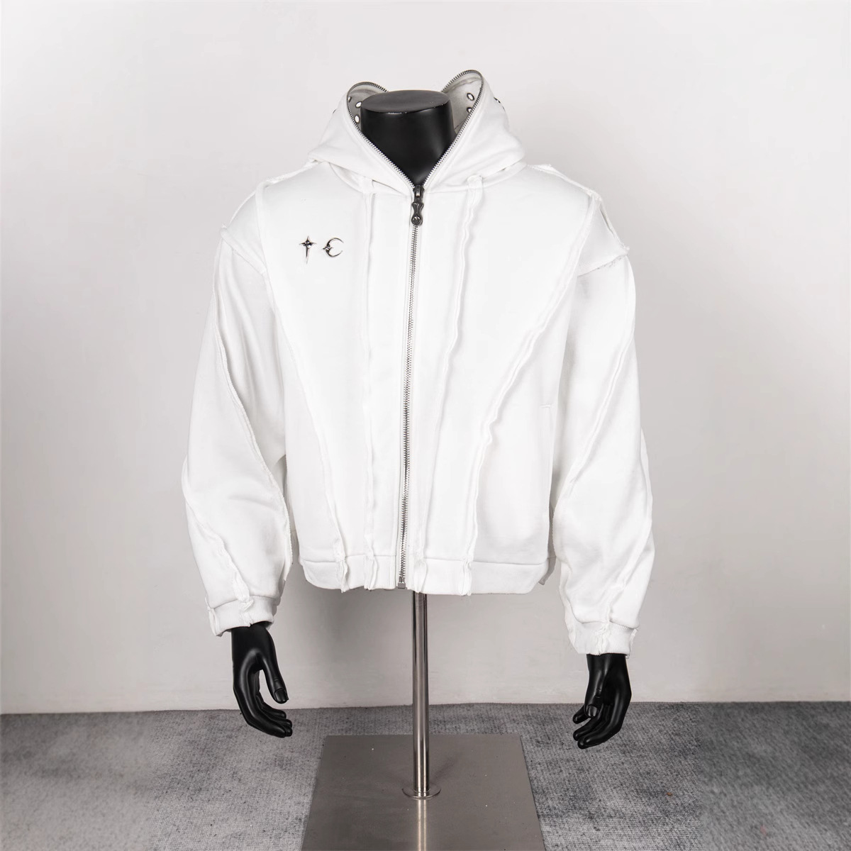 Thug Club Mask Zip-Up Hoodie Jacket White
