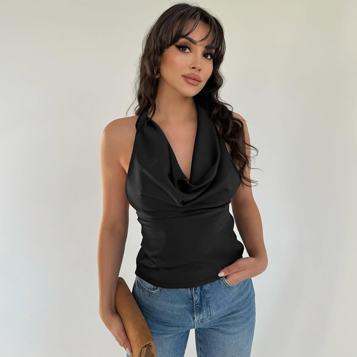 Summer Fashion Backless Solid Color Women's Top Slim Tie Strapless Trendy American Style Hot Girl Sexy Clothing_ecoleips.com