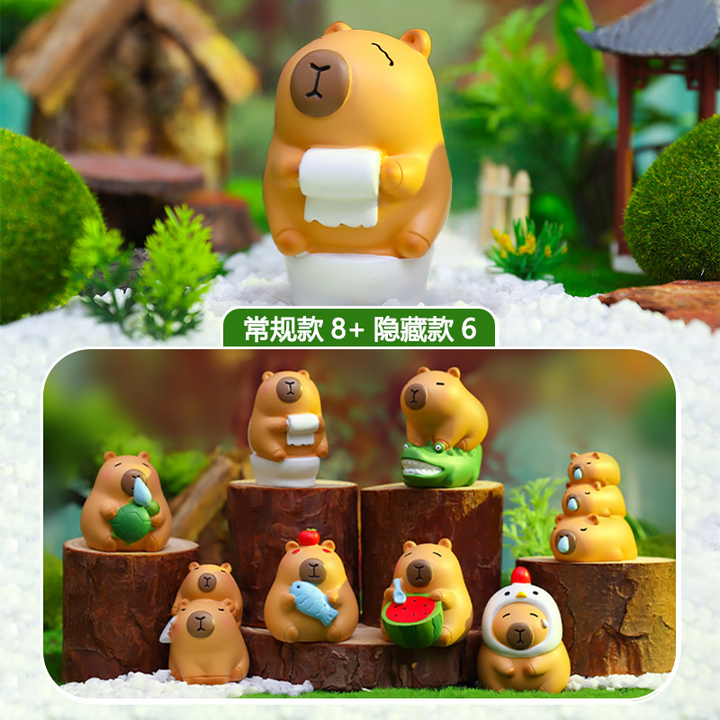 小红书同款豚门许愿农场卡通盲盒创意潮玩卡皮巴拉儿童玩具装饰品|undefined