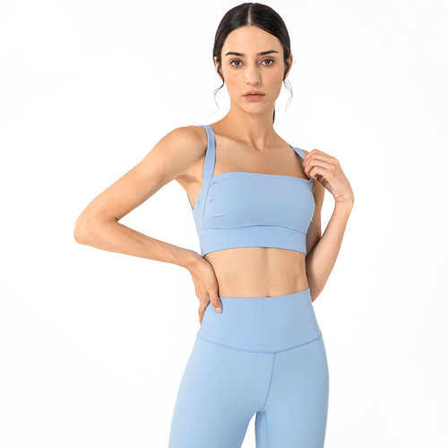 European and American new style corrective sports bra for women, shock-proof running yoga vest, one-piece beautiful back naked feeling fitness bra