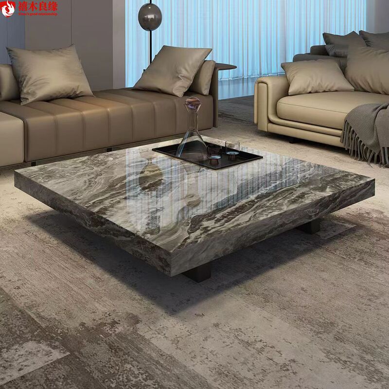 Simple Slate Coffee Table, Modern Light Luxury Small Coffee Table, Living Room Home Minimalist Light Luxury Coffee Table, Square High-End Tea Table