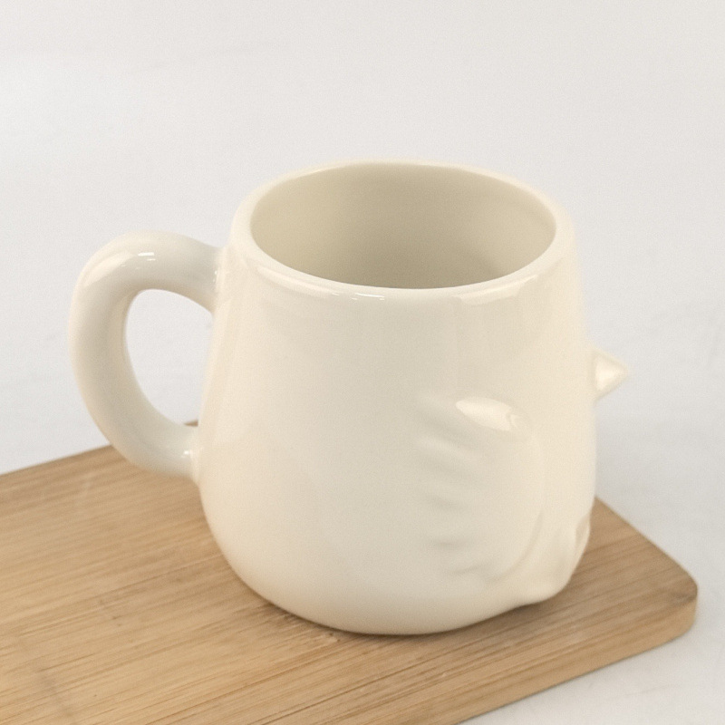 Inventario lindo pareja 3D estereoscópico pájaro de cerámica taza de agua creativa taza de animales 3D blanco puro