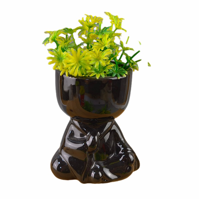 Maceta de flores de cabeza de Buda moderna y simple, maceta de plantación de flores de cerámica de forma humana, decoración de estatuas de Buda, maceta artesanal