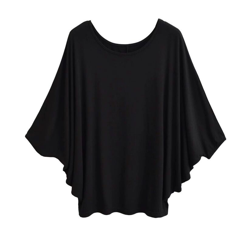 Lazy Style Plus-Size Women's 150kg Loose Oversized T-Shirt, Comfortable and Versatile Solid Color Batwing Sleeve Top for Women