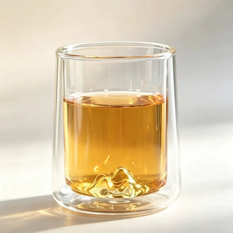 Guanshan Cup high borosilicate glass whiskey cup, high-temperature resistant double-layer glass cup, anti-scalding and insulated Guanshan cup water cup Guanshan Cup high borosilicate glass whiskey cup, high-temperature resistant double-layer glass cup, anti-scalding and insulated Guanshan cup water cup
