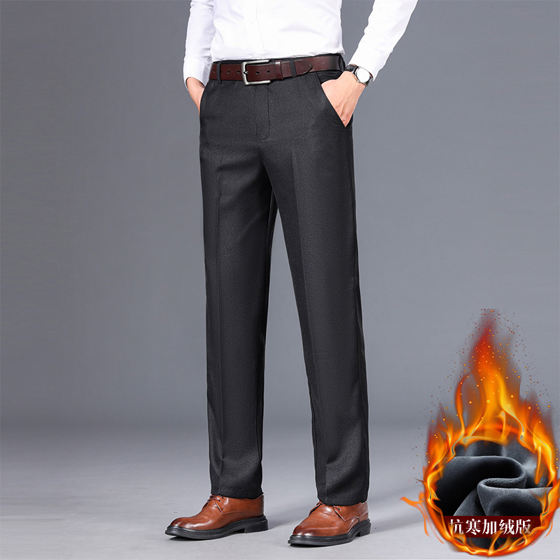 Pantalones Casuales de Negocios Estilo 2025 para Hombres de Mediana Edad y Mayores, Pantalones Casuales Gruesos con Forro Polar para Otoño e Invierno, Pantalones Largos para Papá