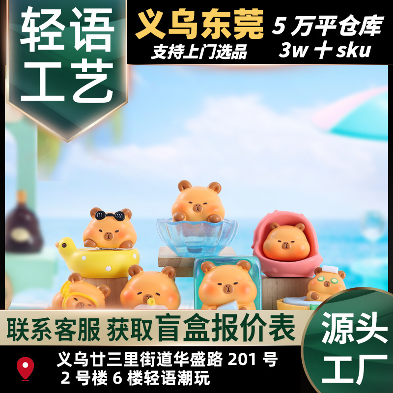Internet Celebrity's Same Style Kapibara Beach Vacation Rotatable Blind Box Peripheral Figures Desktop Decoration Ornaments Wholesale