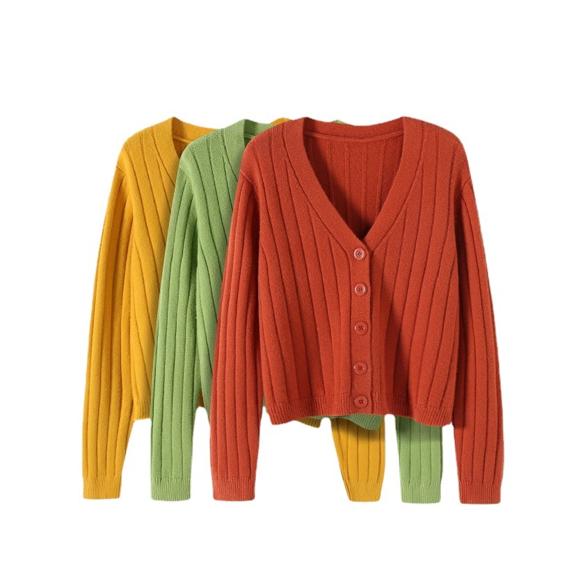 2025 Spring & Fall Short Outer Loose Internet Celebrity Long-Sleeved V-Neck Knitwear Knitwear Thin Cardigan Jacket Top for Women