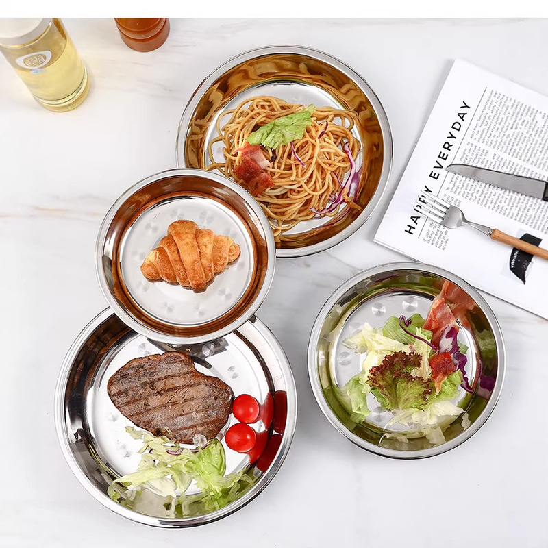 Manufacturer Wholesale 304 Stainless Steel Plates for Home and Commercial Use, Canteen Dishes, Kitchen Plates, Thickened Stainless Steel Plates Manufacturer Wholesale 304 Stainless Steel Plates for Home and Commercial Use, Canteen Dishes, Kitchen Plates, Thickened Stainless Steel Plates