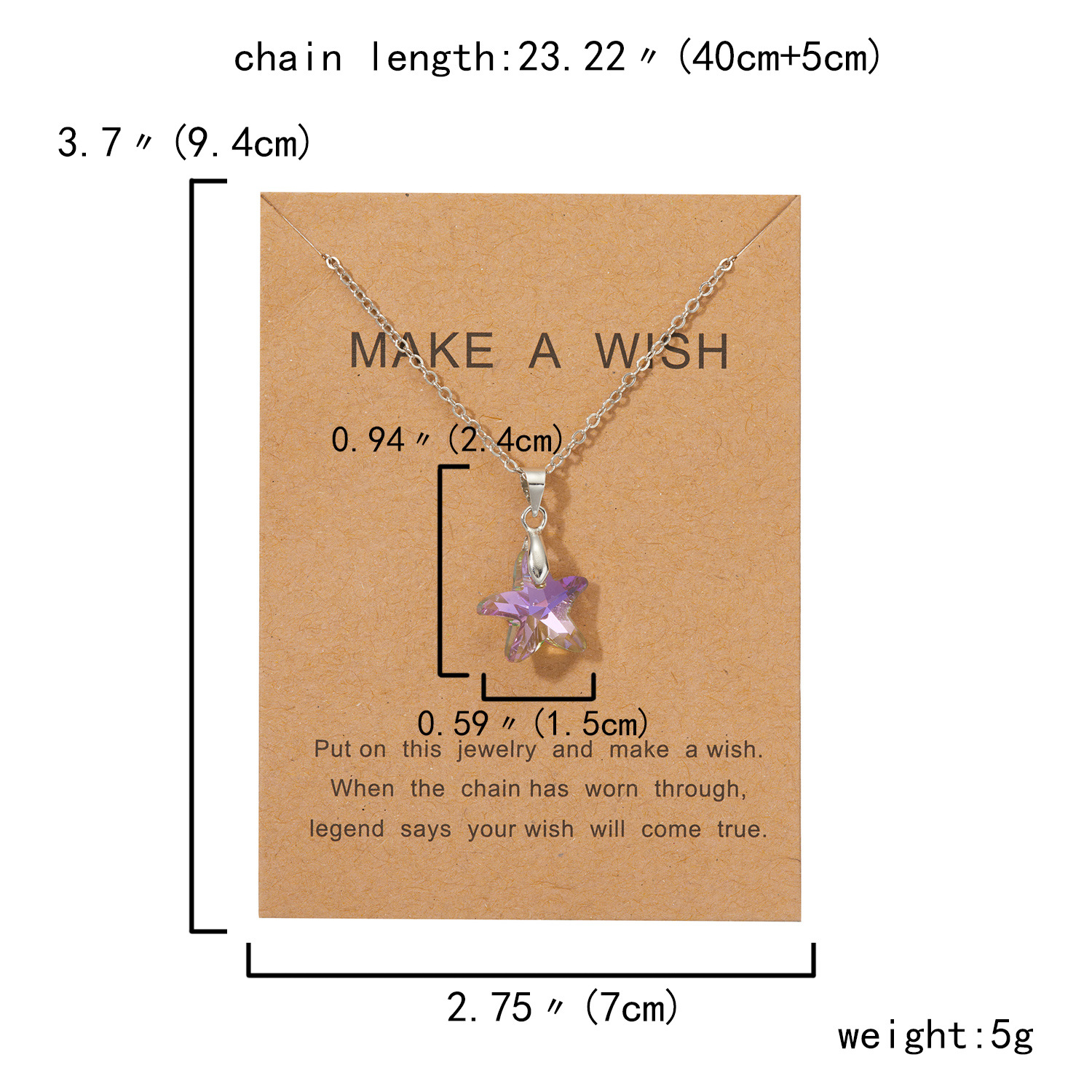 Fashion Starfish Heart Shape Alloy Plating Artificial Crystal Womenu0027S Pendant Necklace 1 Piece