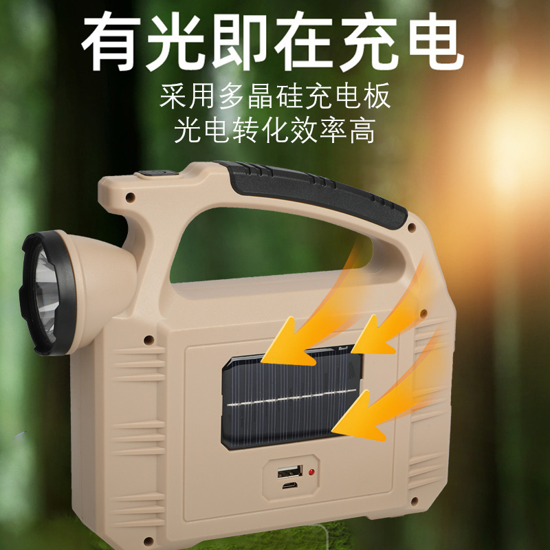 Transfronterizo nueva luz solar de camping luz exterior explorar iluminación multifuncional de luz de luz portátil de luz de trabajo