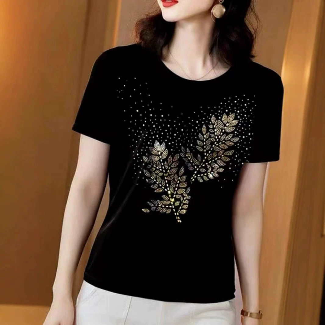 Летняя новая модная универсальная футболка с короткими рукавами для женщин, утягивающая повседневная одежда с круглым вырезом, рабочая одежда в иностранном стиле, топ, закрывающий живот