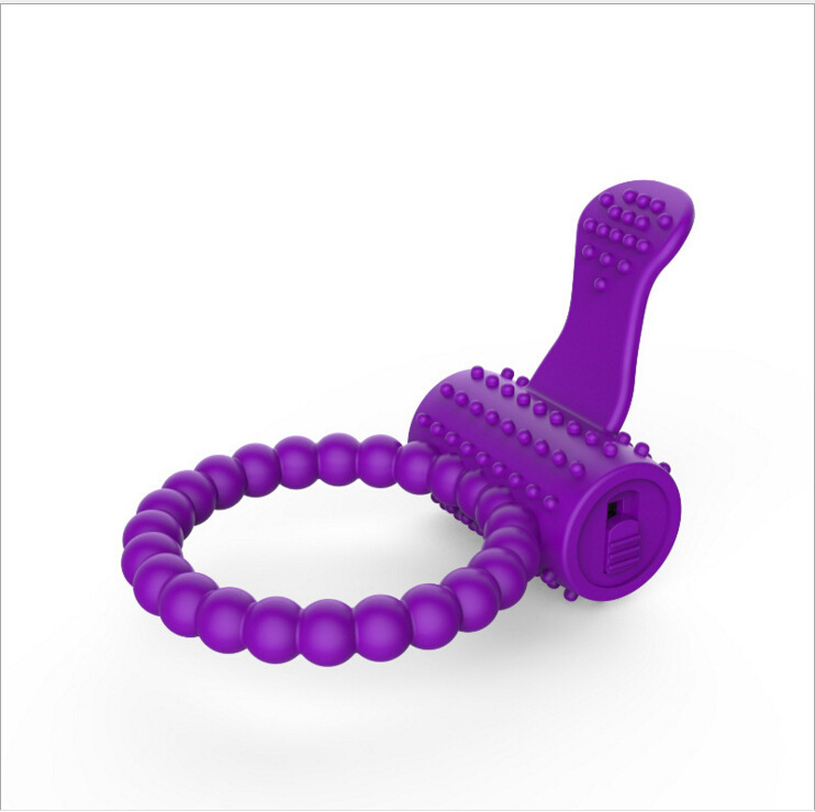 Silicone Vibrating Locking Ring with Prostate Massager, Electric Delay Ring, Purple — detail image 6