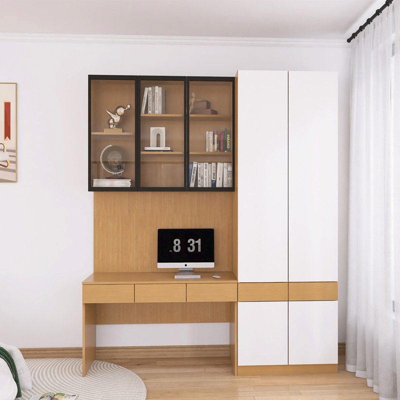 Half Desk Half Wardrobe with Desk Integrated Small Space Computer Desk with Cabinet Combination Small Apartment Half Desk Half Wardrobe with Desk Integrated Small Space Computer Desk with Cabinet Combination Small Apartment