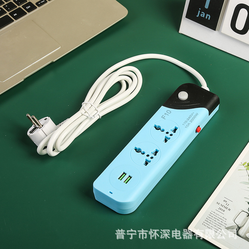 F10 # USB 2 bits 6 agujeros extranjeros 110V enchufe americano placa de conexión de comercio electrónico placa de conexión británica enchufe de comercio exterior