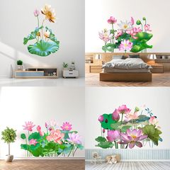 New self-adhesive golden lotus flower wall stickers, living room, bedroom, children's room, corridor, entrance decorative painting, various styles