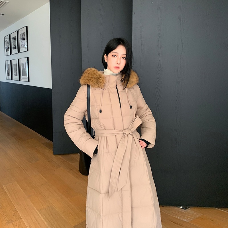 2025 invierno nuevo estilo coreano largo sobre la rodilla ropa de algodón collar de cabello grande chaqueta de algodón gruesa delgada mujer ropa de algodón mujer image 3