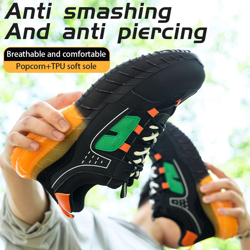 新跨境劳保鞋钢包头防砸防刺穿安全防护时尚轻便夏季男女老保工作