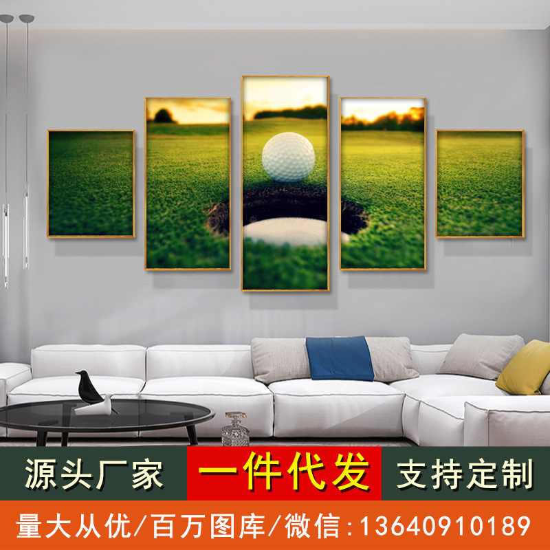 Golf Course Decorative Painting Clubs Sports Hall Mural Painting Club Wall Painting Hotel Clubhouse Lounge Hanging Painting