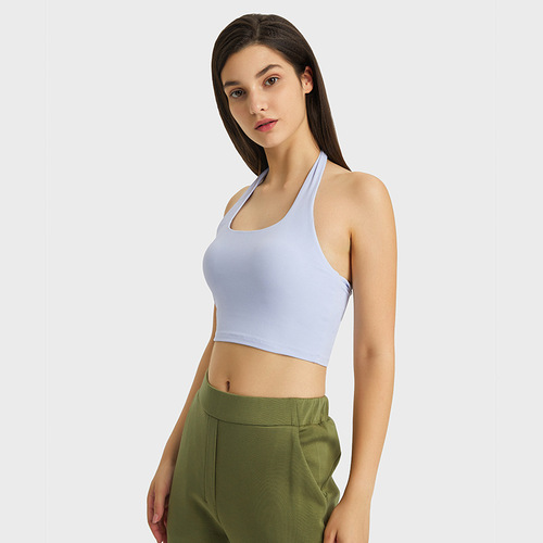 Shishi Zhihui's new bandeau-style sports vest for women, fashionable and sexy, beautiful back, halter neck, pleated fitness yoga underwear