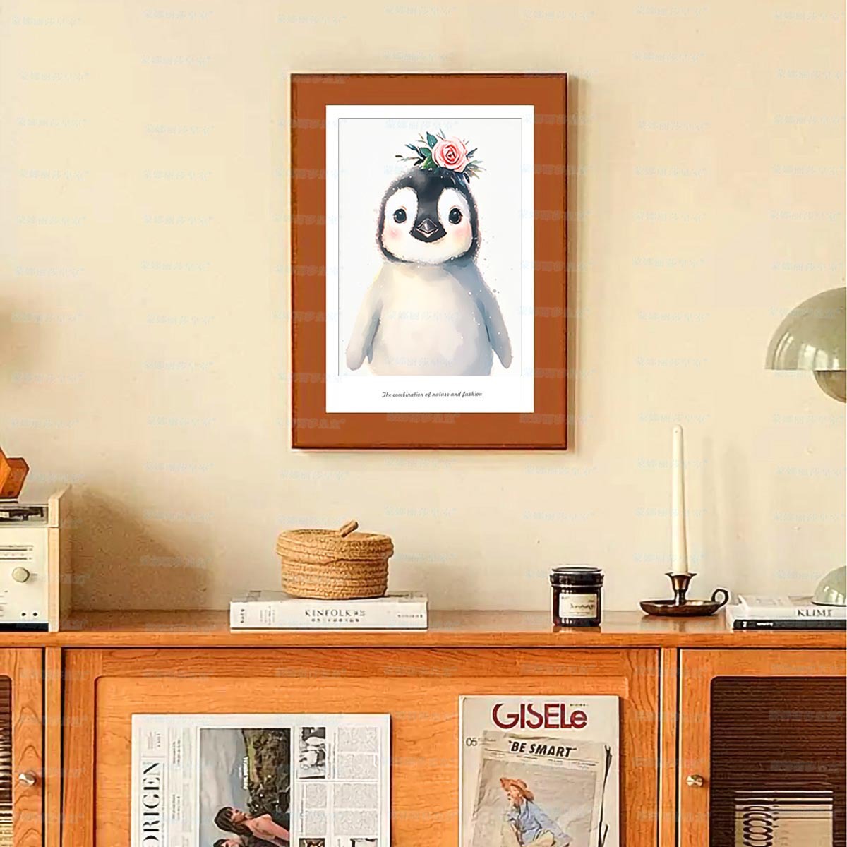 Kit de material para bordado de punto de cruz con diseño de pingüino, tamaño pequeño, acogedor, para sala de estar o dormitorio, hecho a mano, venta al por mayor del fabricante