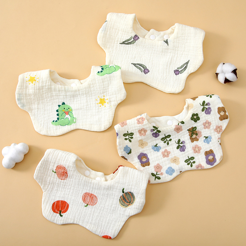 Breathable children's gauze cotton eating bib for new born