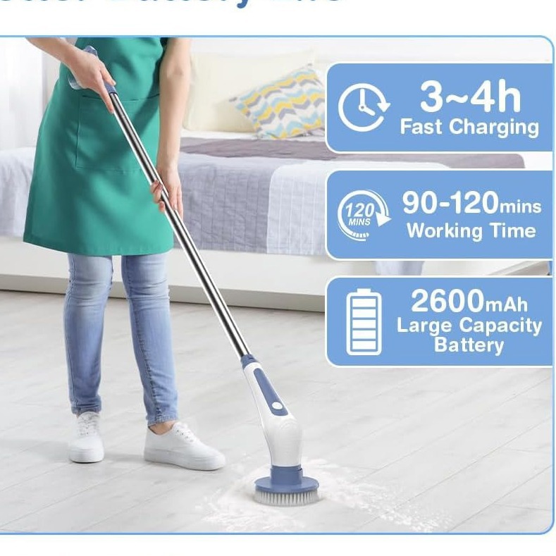 Cepillo de limpieza eléctrico multifuncional GH1002, cocina doméstica, baño, longitud de vidrio, cepillo de limpieza de doble uso