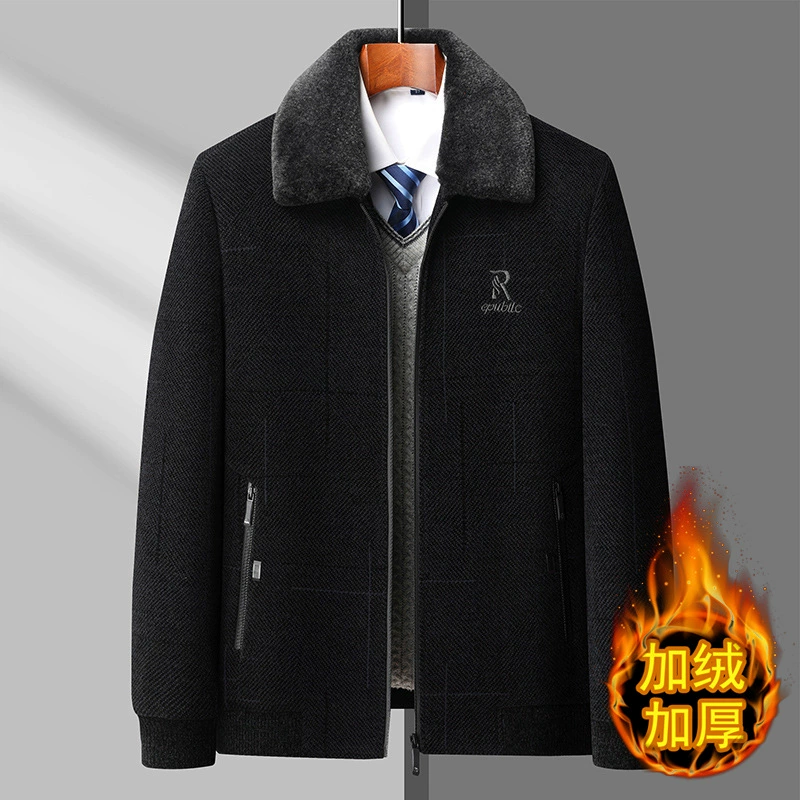 Папа зимняя одежда среднего и пожилого возраста синельная куртка Мужское пальто на хлопковой подкладке осенне-зимнее мужское шерстяное пальто среднего возраста на флисовой подкладке