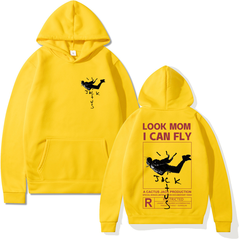 Cactus Jack Hoodies Rocky LOOK MOM I CAN FLY Gráficos Men's