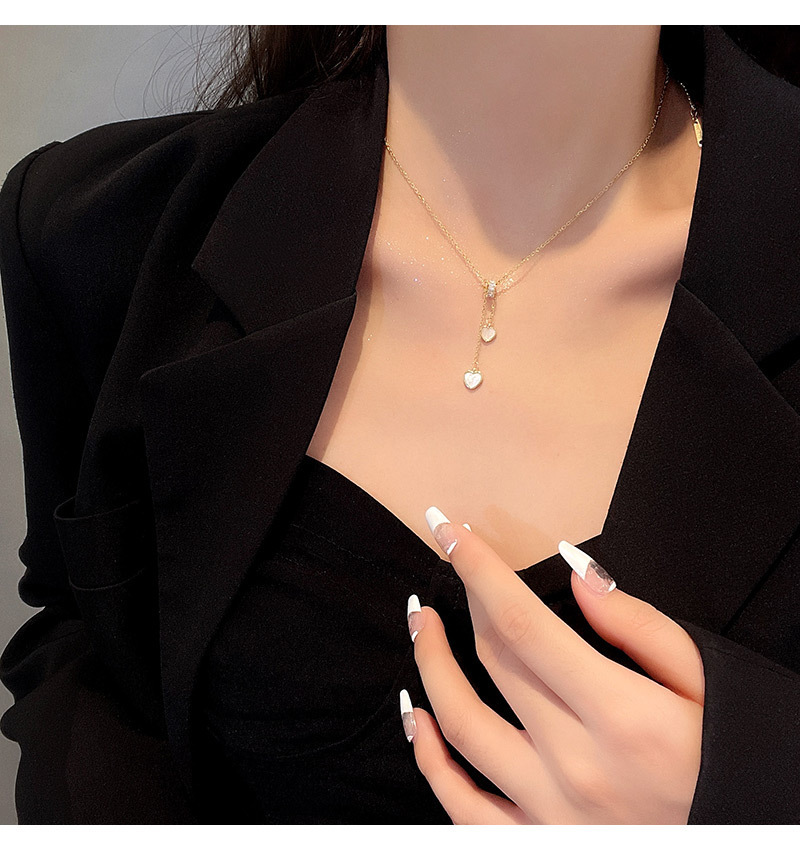 8g Weight Necklace Classification Titanium Steel Material Gold Color Fashion Heart-shaped Pendant Titanium Steel Necklace Female 2