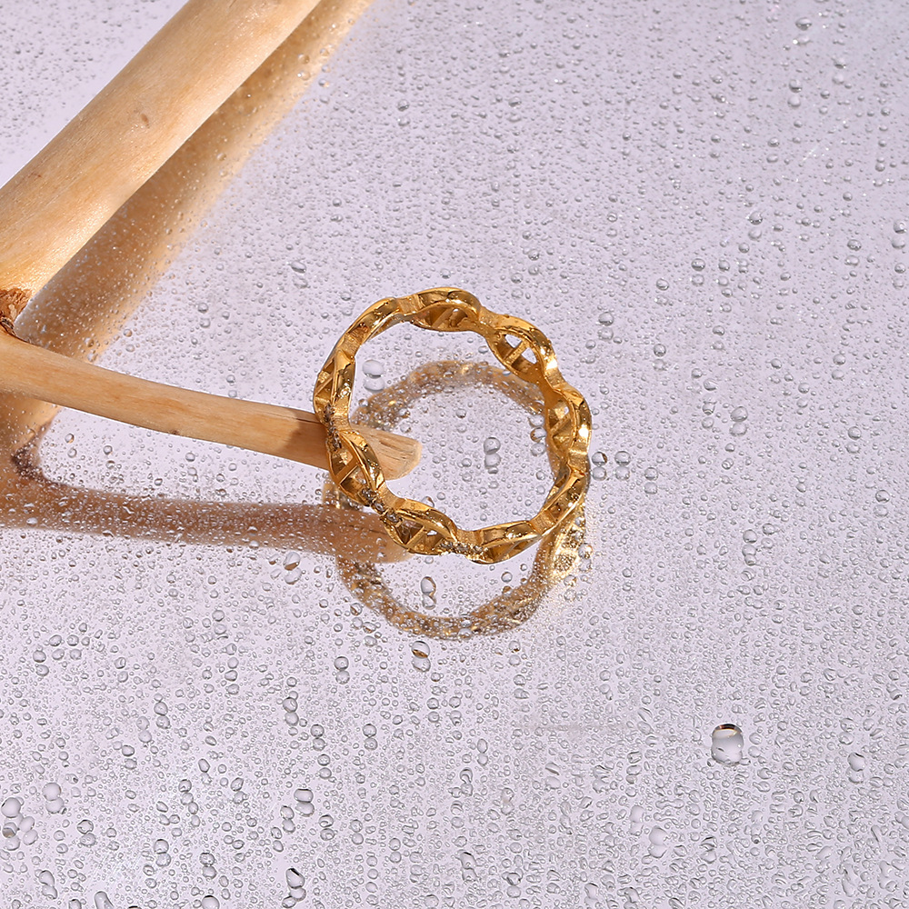 Fashion Geometric Stainless Steel Plating Zircon Rings