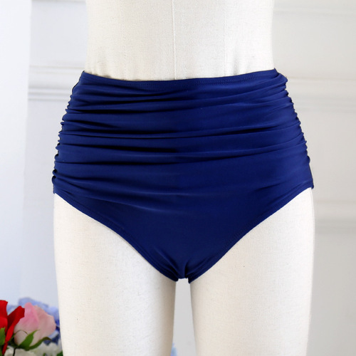 Wholesale High-Waisted Elastic Pleated Brief Swim Trunks Conservative Cover-Belly Multi-Color Large Triangle Swim Trunks