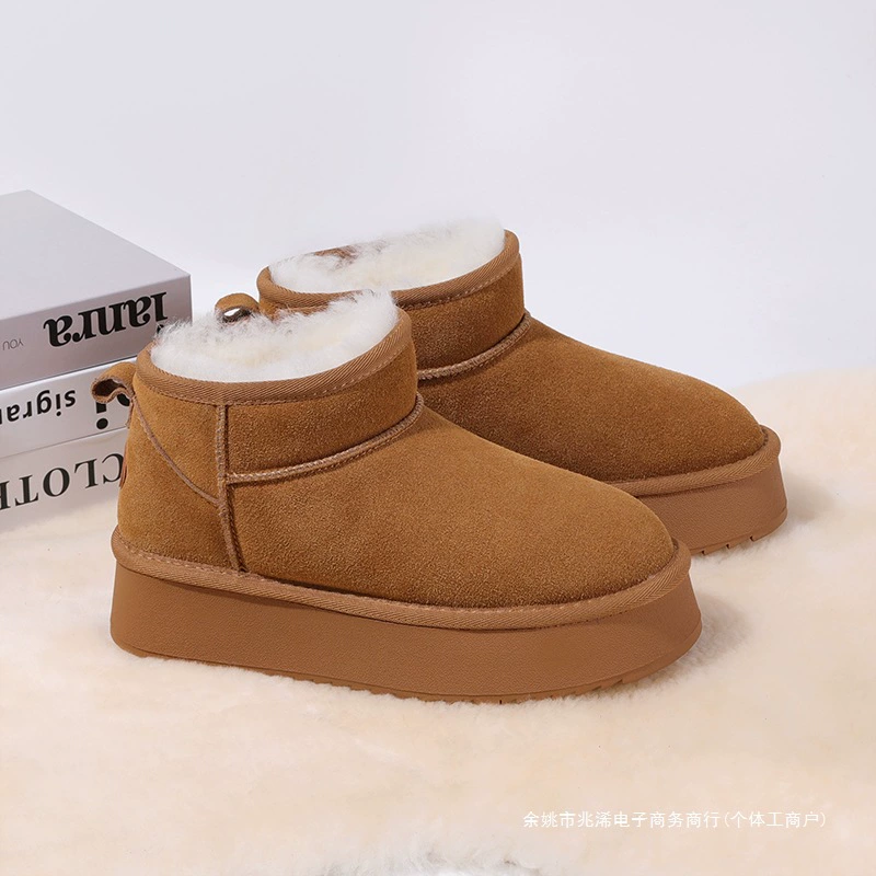Non-slip ski warm shoes platform, low boots