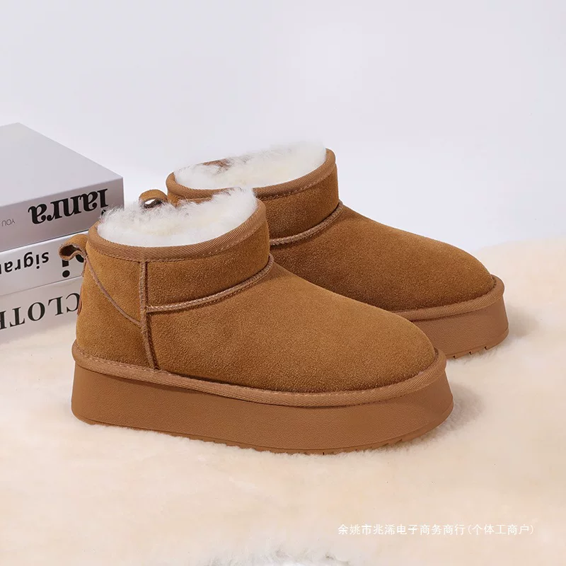 Non-slip ski warm shoes platform, low boots