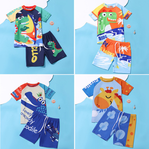 Children's swimwear for boys, separate, cartoon cute, boy, sun protection, quick-drying, for middle-aged and young children, students, surfing, vacation swimwear