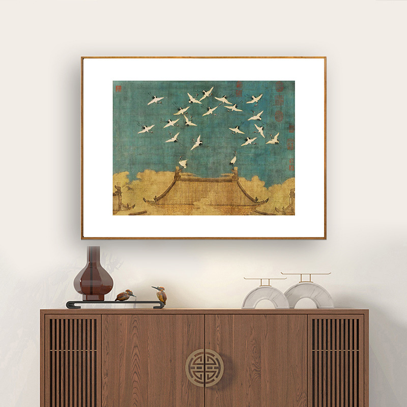 Song Huizong Ruihetu New Chinese Living Room Dining Room Decorative Painting Core Chinese Painting Canvas Spray Painting Printing Calligraphic Painting