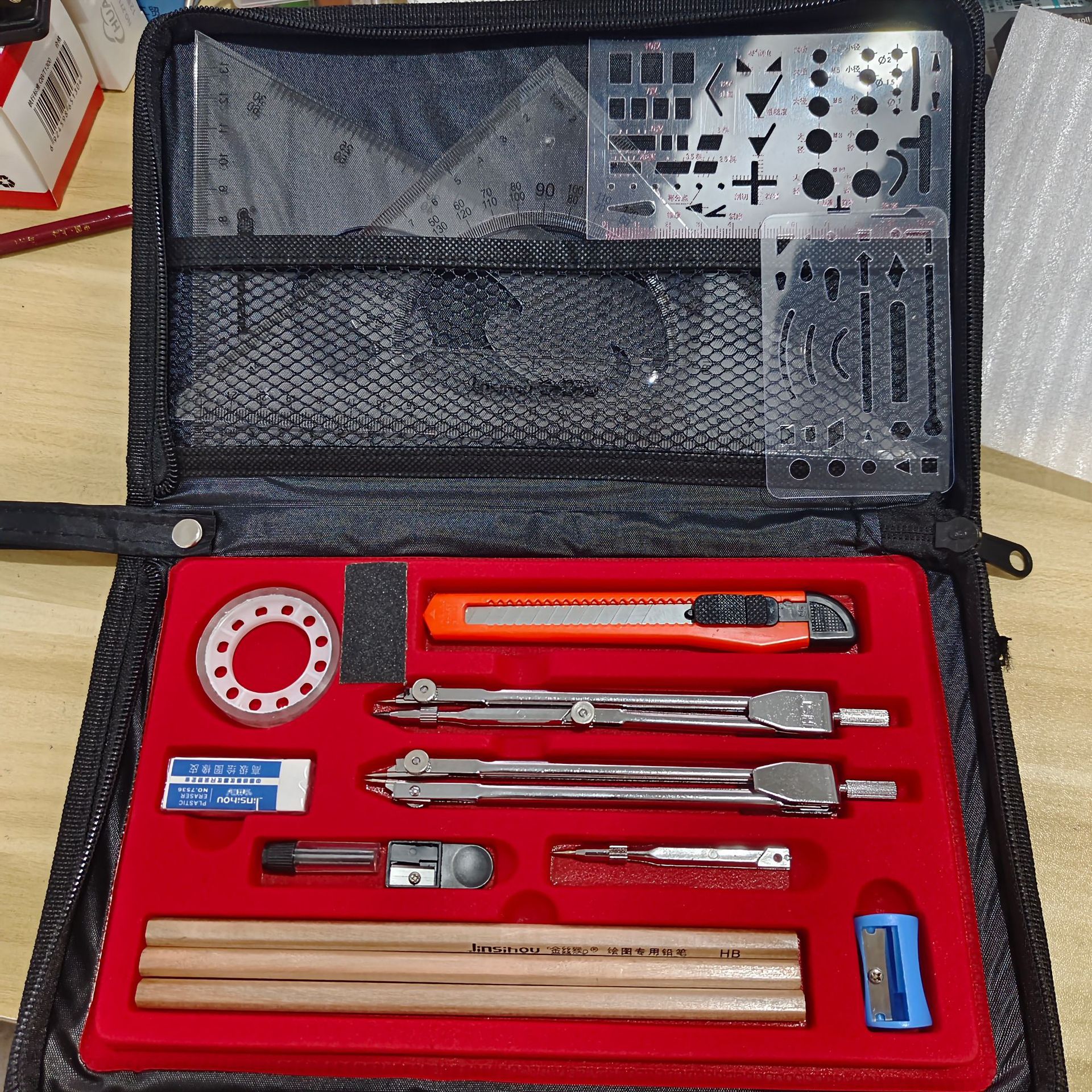 Paquete de dibujo de maquinaria de ingeniería de construcción conjunto de dibujo de reglas brújula triangular papelería universitaria herramienta de dibujo profesional