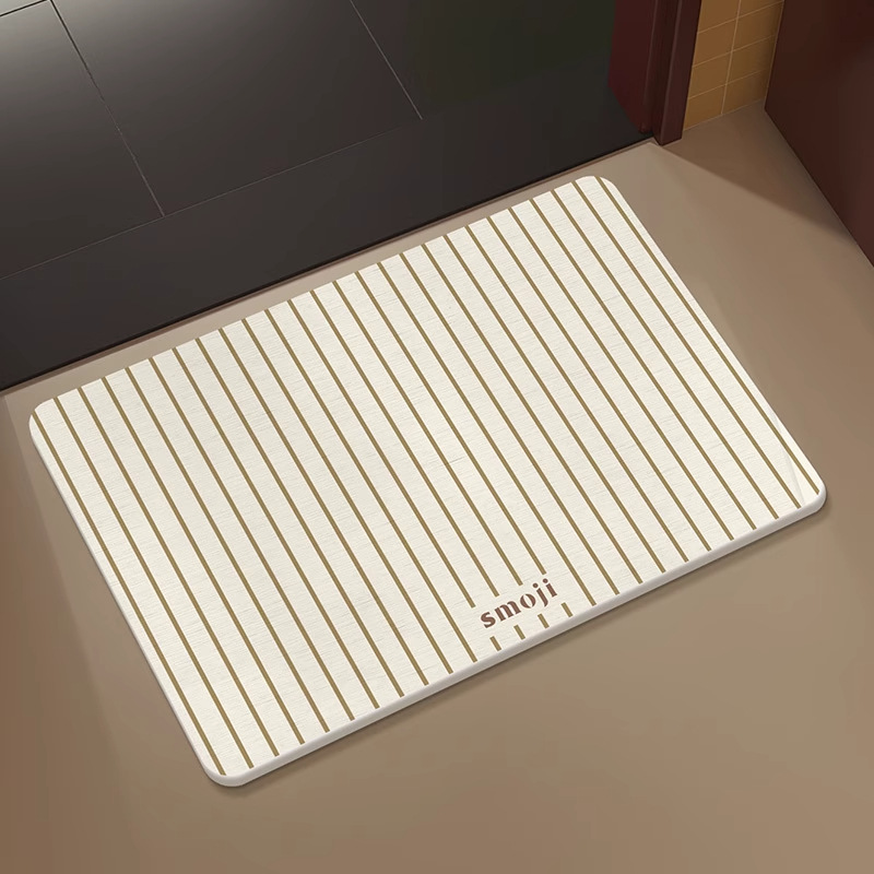 Cream viento diatomaceas almohadilla de suelo absorción de agua almohadilla de suelo de baño antideslizante almohadilla de pies de secado rápido inodoro resistente a la suciedad fácil de cuidar almohadilla de pies