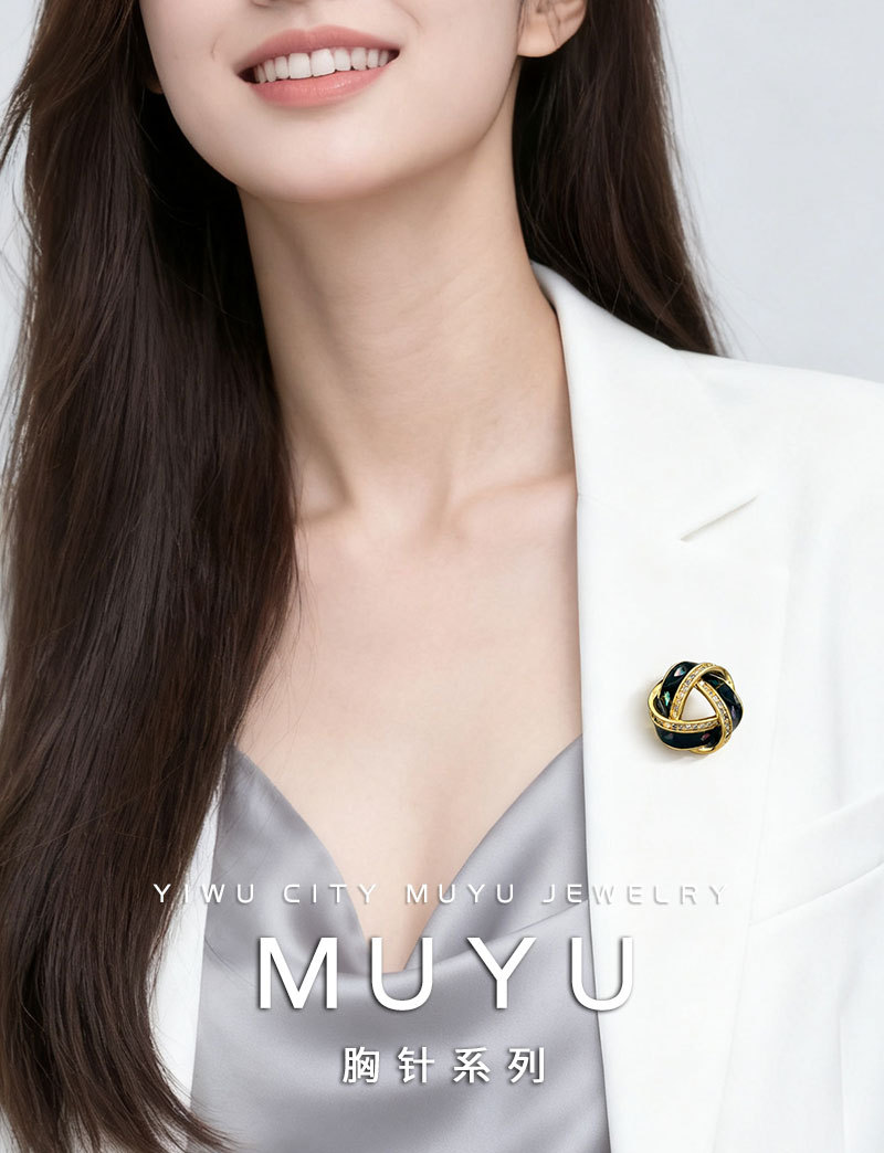 Enamel color twist collar pin anti-light brooch personality design sense high-end atmosphere women's exquisite pin fixed clothes